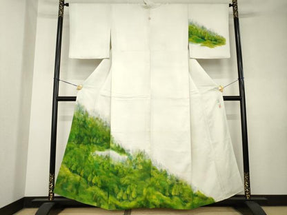 平和屋着物●眞園　訪問着　作家物　樹林文　正絹　逸品　AABK7414ck