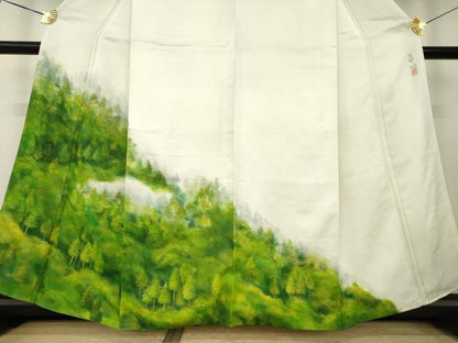 平和屋着物●眞園　訪問着　作家物　樹林文　正絹　逸品　AABK7414ck