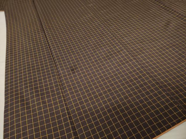 平和屋着物●上質な紬　格子　正絹　逸品　AABK7416ck