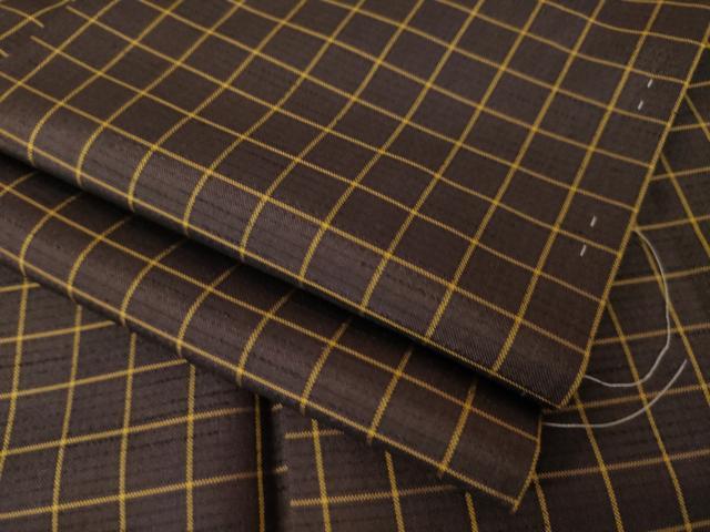平和屋着物●上質な紬　格子　正絹　逸品　AABK7416ck