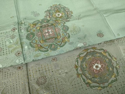 平和屋着物●訪問着　総刺繍　蘇州刺繍　正倉院花文　金糸　正絹　逸品　AABK7419ck