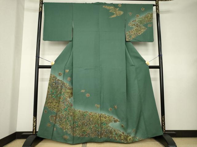 平和屋着物●訪問着　流水更紗花鳥文　暈し染め　正絹　逸品　未使用　AABK7420ck