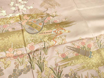 平和屋着物●訪問着　楽器花文　金彩　正絹　逸品　AABK7421ck