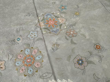 平和屋着物●訪問着　絞り　刺繍　花唐草文　正絹　逸品　AABK7424ck