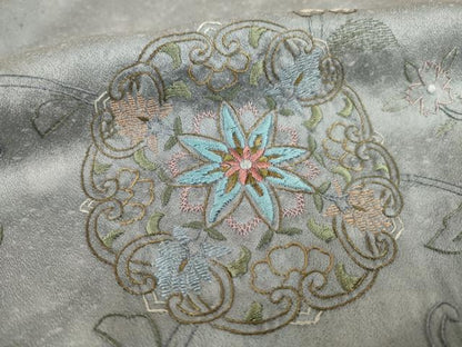 平和屋着物●訪問着　絞り　刺繍　花唐草文　正絹　逸品　AABK7424ck
