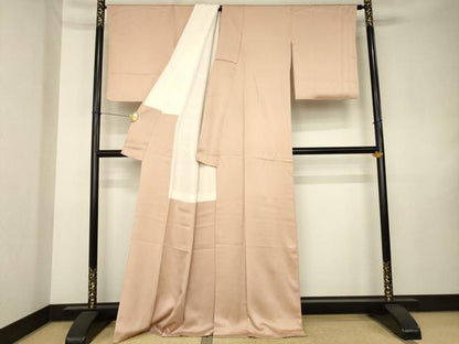 平和屋着物●上質な色無地　菱地紋　一斤染色　正絹　逸品　AABK7425ck