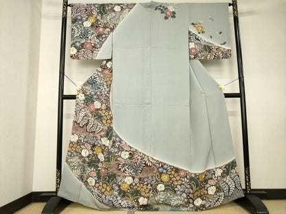 平和屋着物●訪問着　辻が花　絞り　草花文　正絹　逸品　AABK7426ck