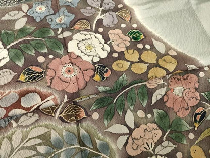 平和屋着物●訪問着　辻が花　絞り　草花文　正絹　逸品　AABK7426ck
