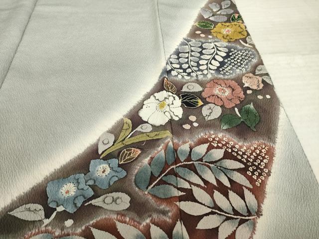 平和屋着物●訪問着　辻が花　絞り　草花文　正絹　逸品　AABK7426ck