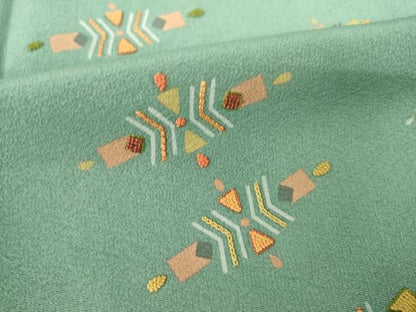 平和屋着物●訪問着　総刺繍　駒刺繍　中国三大刺繍　相良刺繍　幾何学文様　暈し染め　正絹　逸品　AABK7427ck