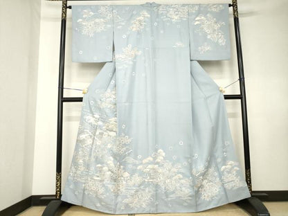 平和屋着物●訪問着　作家物　中国三大刺繍　相良刺繍　風景文　正絹　逸品　AABK7428ck