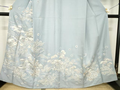 平和屋着物●訪問着　作家物　中国三大刺繍　相良刺繍　風景文　正絹　逸品　AABK7428ck