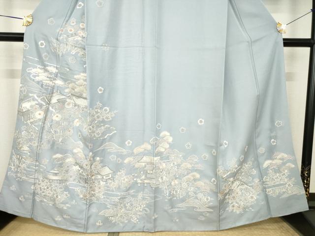 平和屋着物●訪問着　作家物　中国三大刺繍　相良刺繍　風景文　正絹　逸品　AABK7428ck