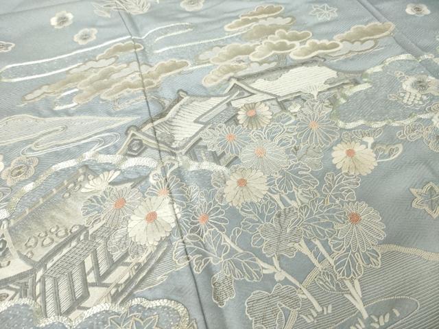 平和屋着物●訪問着　作家物　中国三大刺繍　相良刺繍　風景文　正絹　逸品　AABK7428ck
