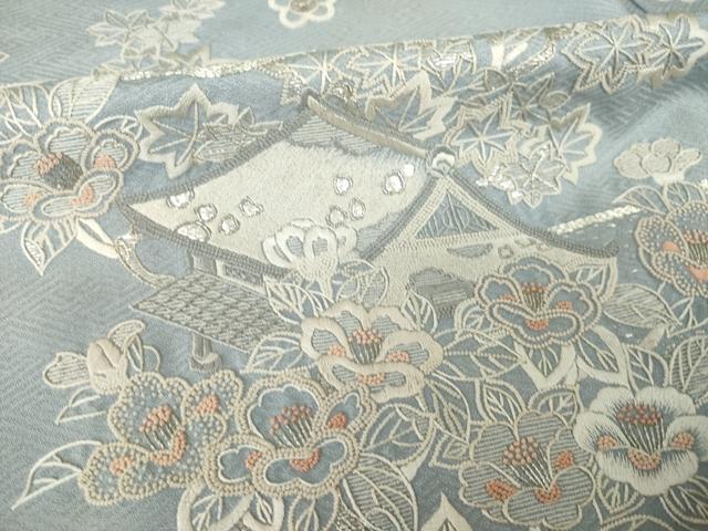 平和屋着物●訪問着　作家物　中国三大刺繍　相良刺繍　風景文　正絹　逸品　AABK7428ck