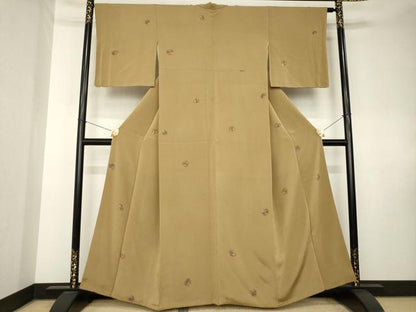 平和屋着物●上質な小紋　花丸文　鬼しぼ縮緬　伊勢丹扱い　正絹　逸品　AABK7430ck
