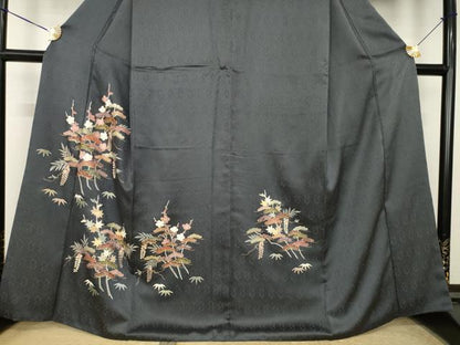 平和屋着物●訪問着　駒刺繍　松竹梅文　金彩　正絹　逸品　AABK7431ck