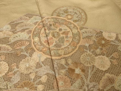 平和屋着物●訪問着　総刺繍　中国三大刺繍　汕頭刺繍　スワトウ刺繍　相良刺繍　道長正倉院花文　正絹　逸品　AABK7433ck
