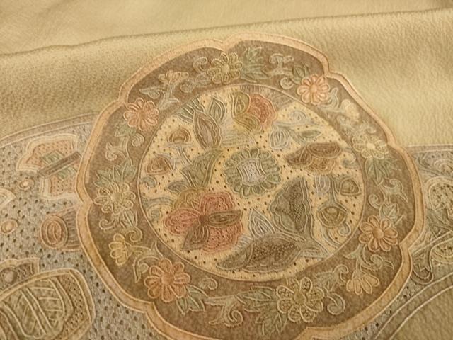 平和屋着物●訪問着　総刺繍　中国三大刺繍　汕頭刺繍　スワトウ刺繍　相良刺繍　道長正倉院花文　正絹　逸品　AABK7433ck