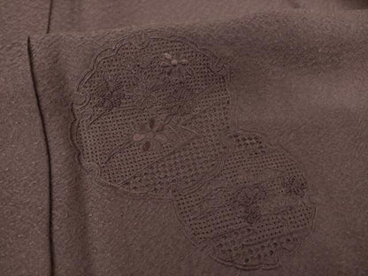 平和屋着物●無地絵羽訪問着　総刺繍　中国三大刺繍　スワトウ刺繍　汕頭刺繍　相良刺繍　雪輪花地紋　濃色　正絹　逸品　AABK7435ck