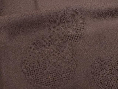平和屋着物●無地絵羽訪問着　総刺繍　中国三大刺繍　スワトウ刺繍　汕頭刺繍　相良刺繍　雪輪花地紋　濃色　正絹　逸品　AABK7435ck