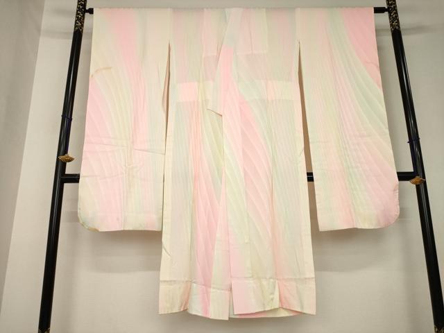 平和屋着物●振袖用長襦袢　無双仕立て　霞文　暈し染め　正絹　逸品　AABK7436ck