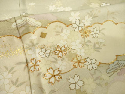 平和屋着物●訪問着　駒刺繍　流水風景花文　金彩　正絹　逸品　AABK7437ck
