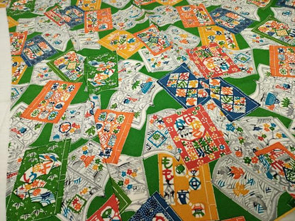 平和屋着物●上質な小紋　型染め　日本昔話　ロング丈　正絹　逸品　AABK7440ck