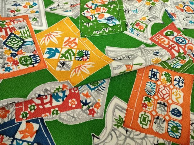 平和屋着物●上質な小紋　型染め　日本昔話　ロング丈　正絹　逸品　AABK7440ck