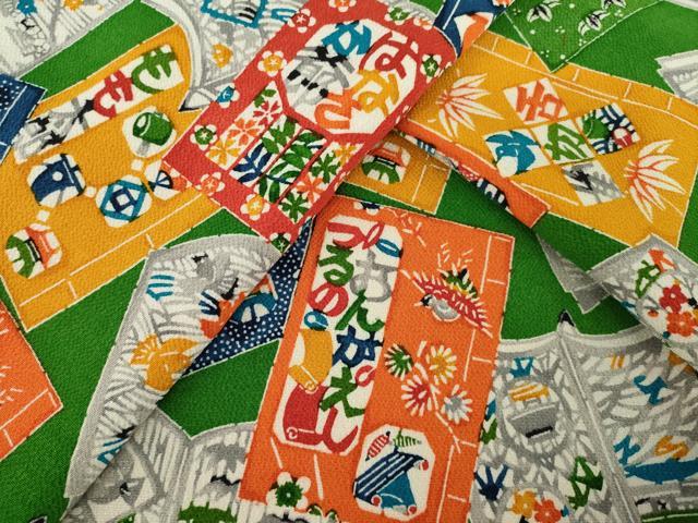 平和屋着物●上質な小紋　型染め　日本昔話　ロング丈　正絹　逸品　AABK7440ck
