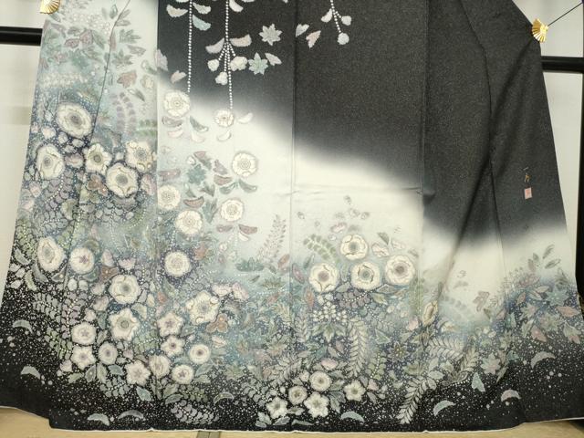 平和屋着物●吉乃一廉　幻の辻が花　訪問着　暈し染め　銀通し地　正絹　逸品　AABK7443ck