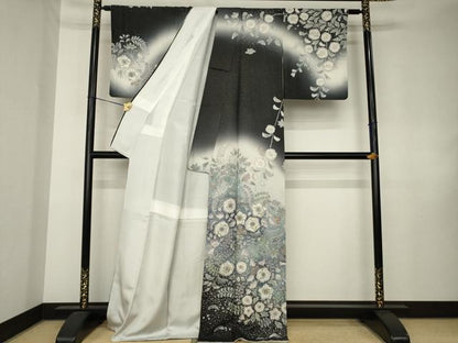 平和屋着物●吉乃一廉　幻の辻が花　訪問着　暈し染め　銀通し地　正絹　逸品　AABK7443ck