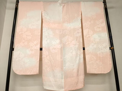 平和屋着物●振袖用長襦袢　無双仕立て　花丸地紋　暈し染め　正絹　逸品　AABK7445ck