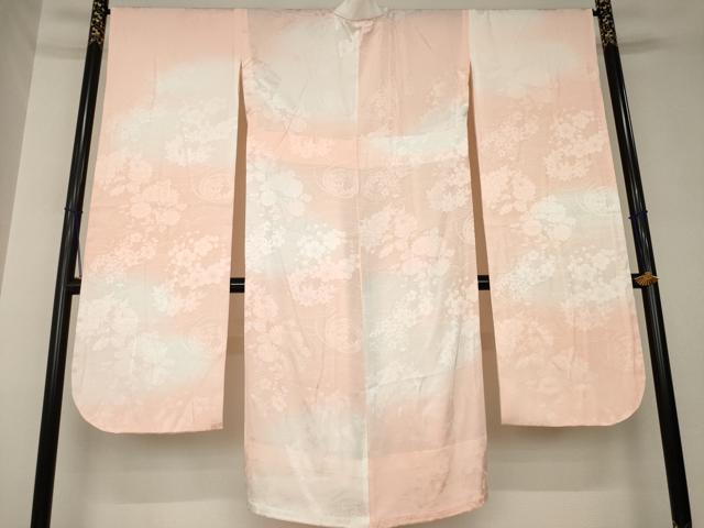平和屋着物●振袖用長襦袢　無双仕立て　花丸地紋　暈し染め　正絹　逸品　AABK7445ck