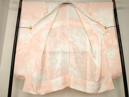 平和屋着物●振袖用長襦袢　無双仕立て　花丸地紋　暈し染め　正絹　逸品　AABK7445ck