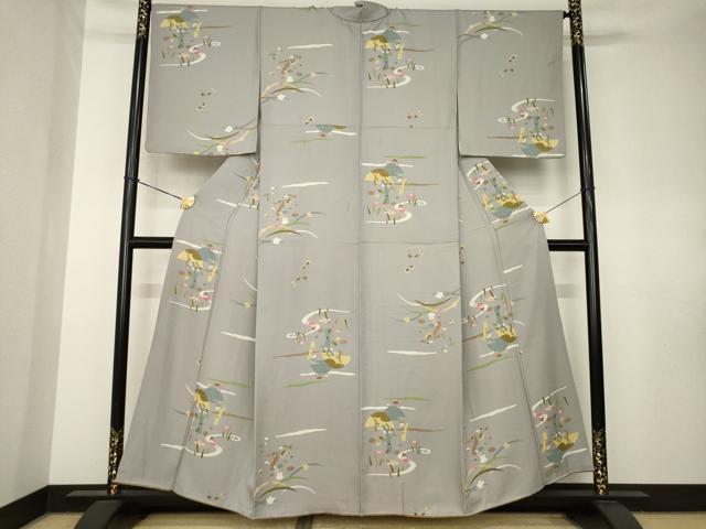 平和屋着物●上質な小紋　猿蟹合戦　金彩　正絹　逸品　AABK7446ck