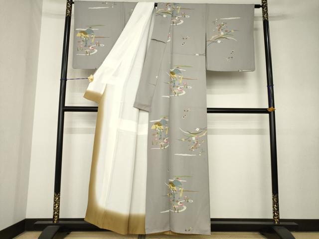平和屋着物●上質な小紋　猿蟹合戦　金彩　正絹　逸品　AABK7446ck
