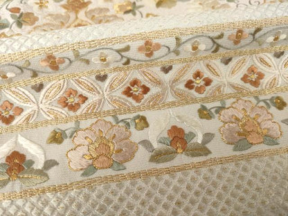 平和屋着物●訪問着　総刺繍　横段花文　正絹　逸品　AABK7447ck