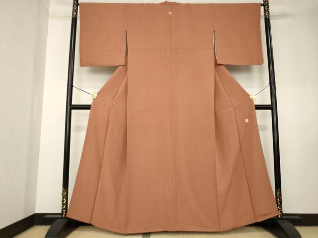 平和屋着物●上質な色無地　作家物　土器色　正絹　逸品　AABK7448ck