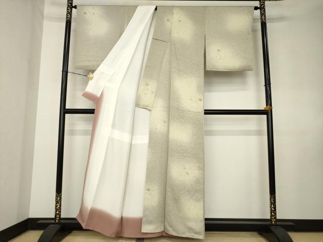 平和屋着物●上質な小紋　草花文　暈し染め　正絹　逸品　AABK7449ck