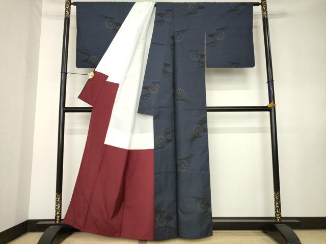 平和屋着物●本場大島紬　9マルキ　流水源氏車文　正絹　逸品　AABK7450ck