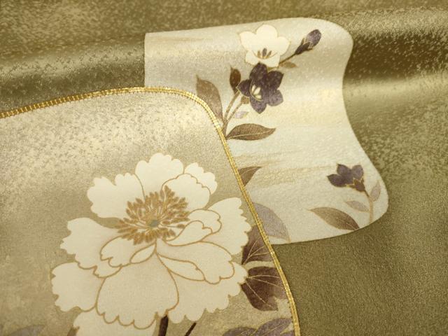 平和屋着物●訪問着　駒刺繍　色紙重ね花文　金彩　ロング丈　正絹　逸品　AABK7451ck