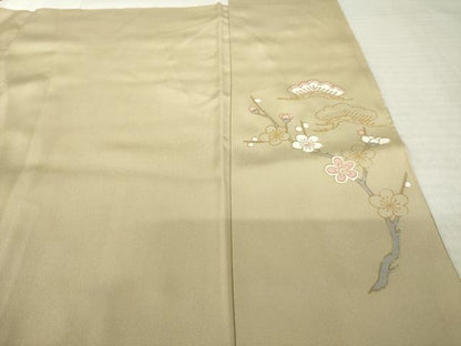 平和屋着物●豪華色留袖　駒刺繍　色紙重ね吉祥花文　金彩　正絹　逸品　AABK7452ck