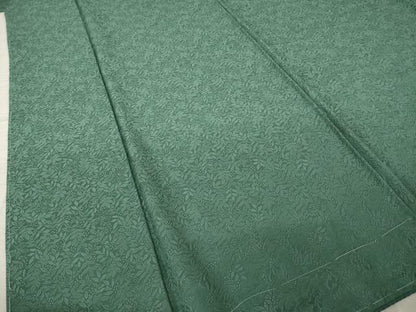 平和屋着物●上質な色無地　作家物　草木南天染　南天地紋　青鈍色　正絹　逸品　AABK7453ck