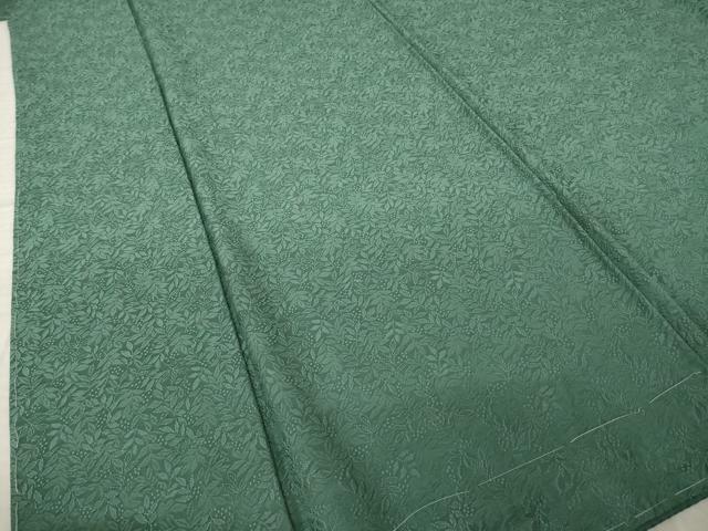 平和屋着物●上質な色無地　作家物　草木南天染　南天地紋　青鈍色　正絹　逸品　AABK7453ck