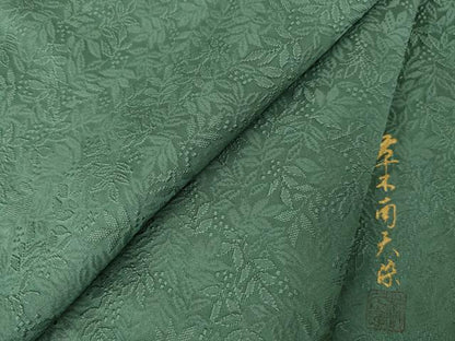 平和屋着物●上質な色無地　作家物　草木南天染　南天地紋　青鈍色　正絹　逸品　AABK7453ck