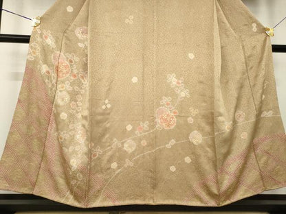 平和屋着物●訪問着　絞り　花丸文　金彩　正絹　逸品　AABK7454ck