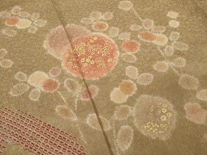 平和屋着物●訪問着　絞り　花丸文　金彩　正絹　逸品　AABK7454ck