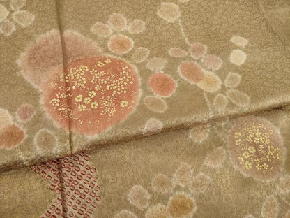 平和屋着物●訪問着　絞り　花丸文　金彩　正絹　逸品　AABK7454ck