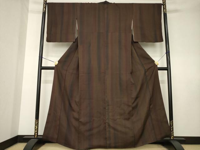平和屋着物●上質な小紋　縞　正絹　逸品　AABK7456ck